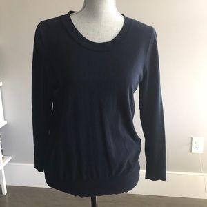 Navy J.Crew light sweater with adorable ribbon tie